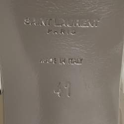 مملوكة مسبقًا صندل إيف سان لوران تربيوت جلد رصاصي لامع مقاس 41