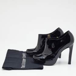 Yves Saint Laurent Black Patent Leather Platform Booties Size 38.5