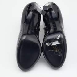 Yves Saint Laurent Black Patent Leather Platform Booties Size 38.5