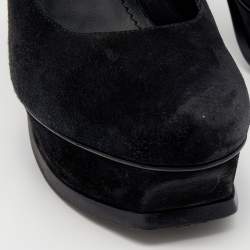 Pre Owned حذاء كعب عالي إيف سان لوران سويدي أسود نعل سميك مقاس 38