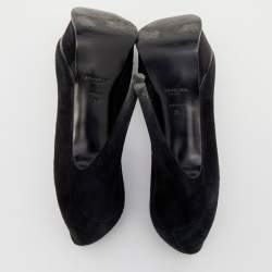 Pre Owned حذاء كعب عالي إيف سان لوران سويدي أسود نعل سميك مقاس 38