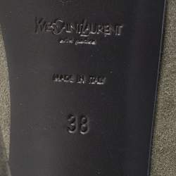 Pre Owned حذاء كعب عالي إيف سان لوران تريبتو جلد لامع وسويدي رصاصي نعل سميك مقاس 38