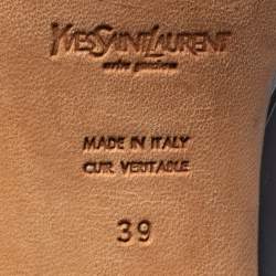 مملوكة مسبقًا Yves Saint Laurent Black Patent Leather Peep Toe Ankle Strap Pumps Size 39