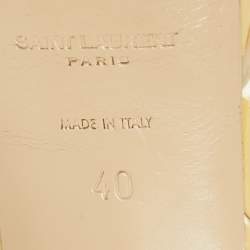 Pre Owned صندل إيف سان لوران تربيوت جلد بيج لامع مقاس 40