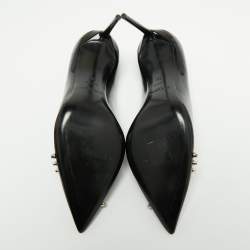 مملوكة مسبقًا Yves Saint Laurent Black Patent Leather Zoe Studded Pointed Toe Pumps Size 38
