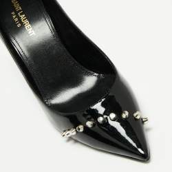 مملوكة مسبقًا Yves Saint Laurent Black Patent Leather Zoe Studded Pointed Toe Pumps Size 38