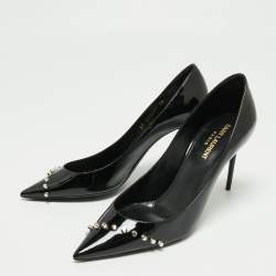 مملوكة مسبقًا Yves Saint Laurent Black Patent Leather Zoe Studded Pointed Toe Pumps Size 38
