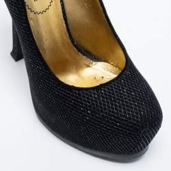 Pre Owned Yves Saint Laurent Black Suede Tribtoo Platform Pumps Size 35