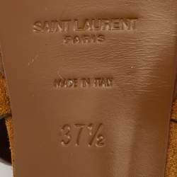 Pre Owned صندل سان لوران تربيوت سويدي أصفر مستردة بحزام للكاحل نعل سميك مقاس 37.5