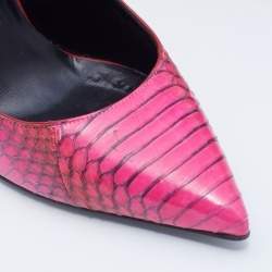 Pre Owned Yves Saint Laurent Pink Python Leather Pointed Toe Pumps Size 38
