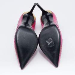 Pre Owned Yves Saint Laurent Pink Python Leather Pointed Toe Pumps Size 38