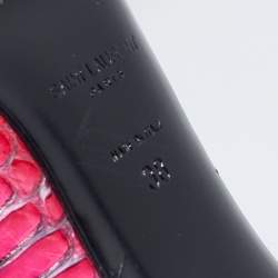 Pre Owned Yves Saint Laurent Pink Python Leather Pointed Toe Pumps Size 38