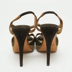 Pre Owned Yves Saint Laurent Multicolor Suede Slingback Platform Sandals Size 39