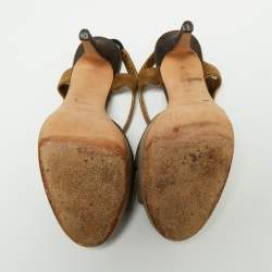 Pre Owned Yves Saint Laurent Multicolor Suede Slingback Platform Sandals Size 39