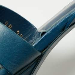 Pre Owned Yves Saint Laurent Blue Leather Tribute Sandals Size 39