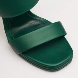 Pre Owned Yves Saint Laurent Green Leather Ankle Strap Platform Sandals Size 38