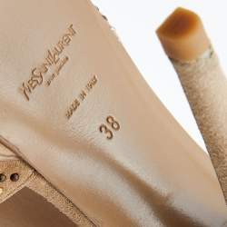 مملوكة مسبقًا صندل إيف سان لوران سويدي بيج مرصع سير حرف تي نعل سميك مقاس 38