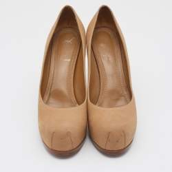 Yves Saint Laurent Beige Leather Tribtoo Platform Pumps Size 39.5