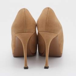 Yves Saint Laurent Beige Leather Tribtoo Platform Pumps Size 39.5