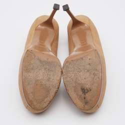 Yves Saint Laurent Beige Leather Tribtoo Platform Pumps Size 39.5