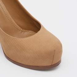 Yves Saint Laurent Beige Leather Tribtoo Platform Pumps Size 39.5