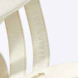 Pre Owned Yves Saint Laurent White Leather Strappy Sandals Size 35