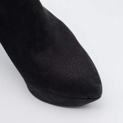Pre Owned Yves Saint Laurent Black Textured Nubuck Leather Platform Booties Size 40