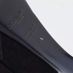 Pre Owned Yves Saint Laurent Black Textured Nubuck Leather Platform Booties Size 40