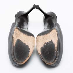 Pre Owned Yves Saint Laurent Black Leather Platform Slingback Sandals Size 39