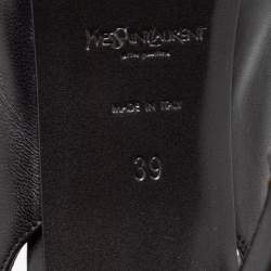 Pre Owned Yves Saint Laurent Black Leather Platform Slingback Sandals Size 39