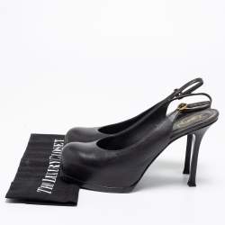 Pre Owned Yves Saint Laurent Black Leather Platform Slingback Sandals Size 39