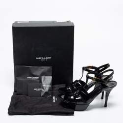 Pre Owned Yves Saint Laurent Black Patent Leather Tribute Platform Sandals Size 37