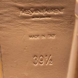 Pre Owned صندل إيف سان لوران تربيوت جلد بيج لامع نعل سميك مقاس 39.5