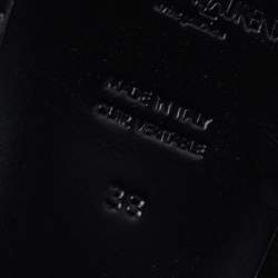 Pre Owned Yves Saint Laurent Black Suede And Patent Leather Tribtoo Slingback Platform Sandals Size 38