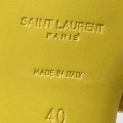 Pre Owned صندل إيف سان لوران تريبوت جل د لامع أصفر نعل سميك مقاس 40