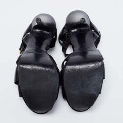 Pre Owned Yves Saint Laurent Black Patent Tribute Sandals Size 35