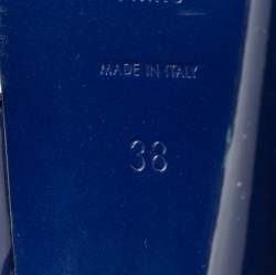 مملوكة مسبقًا صندل إيف سان لوران تريبوت جلد لامع أزرق نعل سميك مقاس 38