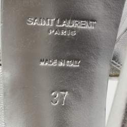 Pre Owned Yves Saint Laurent Silver Leather Tribute Platform Sandals Size 37