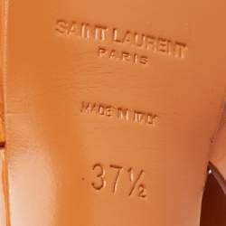 Pre Owned Yves Saint Laurent Orange Patent Leather Tribute Platform Sandals Size 37.5