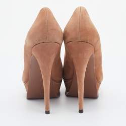 Yves Saint Laurent Brown Nubuck Leather Tribtoo Platform Pumps Size 38