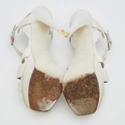 Pre Owned Yves Saint Laurent White leather Tribute Platform Sandals Size 36