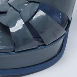 Pre Owned Yves Saint Laurent Grey Patent Leather Tribute Sandals Size 37