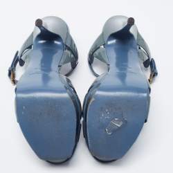 Pre Owned Yves Saint Laurent Grey Patent Leather Tribute Sandals Size 37