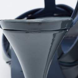 Pre Owned Yves Saint Laurent Grey Patent Leather Tribute Sandals Size 37