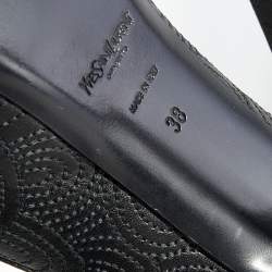 Pre Owned Yves Saint Laurent Black Leather Tribtoo Platform Pumps Size 38