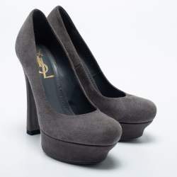 Yves Saint Laurent Grey Suede Palais Platform Pumps Size 35