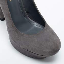 Yves Saint Laurent Grey Suede Palais Platform Pumps Size 35
