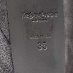 Yves Saint Laurent Grey Suede Palais Platform Pumps Size 35