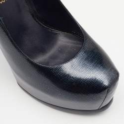 Pre Owned Yves Saint Laurent Emeral Green Patent Leather Tribtoo Platform Pumps Size 36