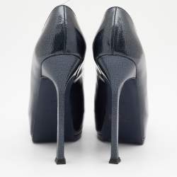 Pre Owned Yves Saint Laurent Emeral Green Patent Leather Tribtoo Platform Pumps Size 36